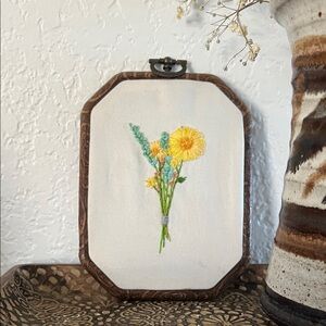Small Handmade Floral Embroidered Boho Wall Art